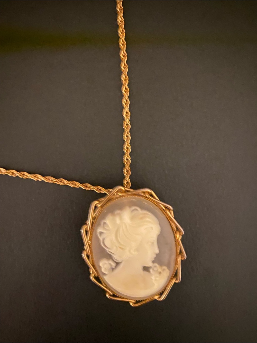 Gold Cameo Pendant Necklace - Classic Women's Jewelry